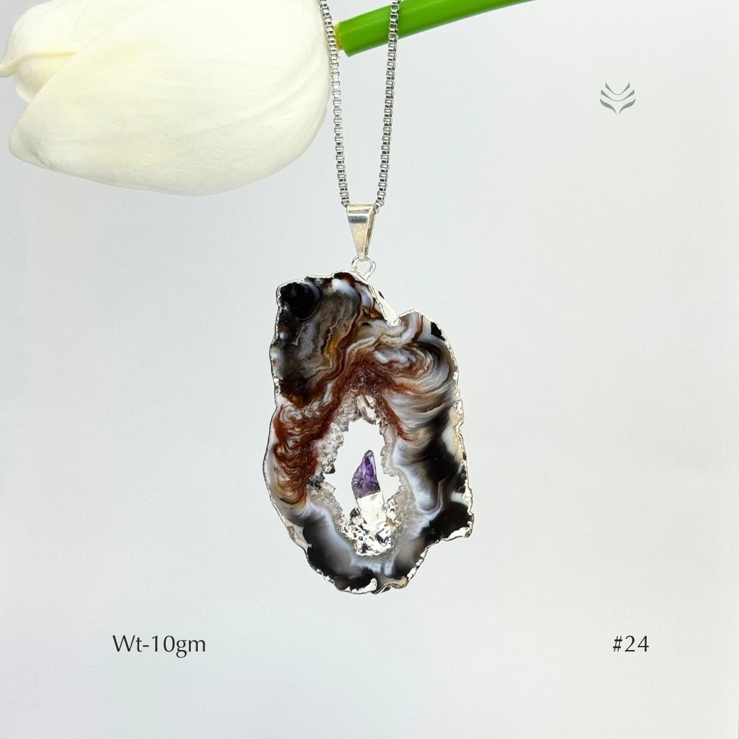 Geode With Pinned Amethyst Pendant