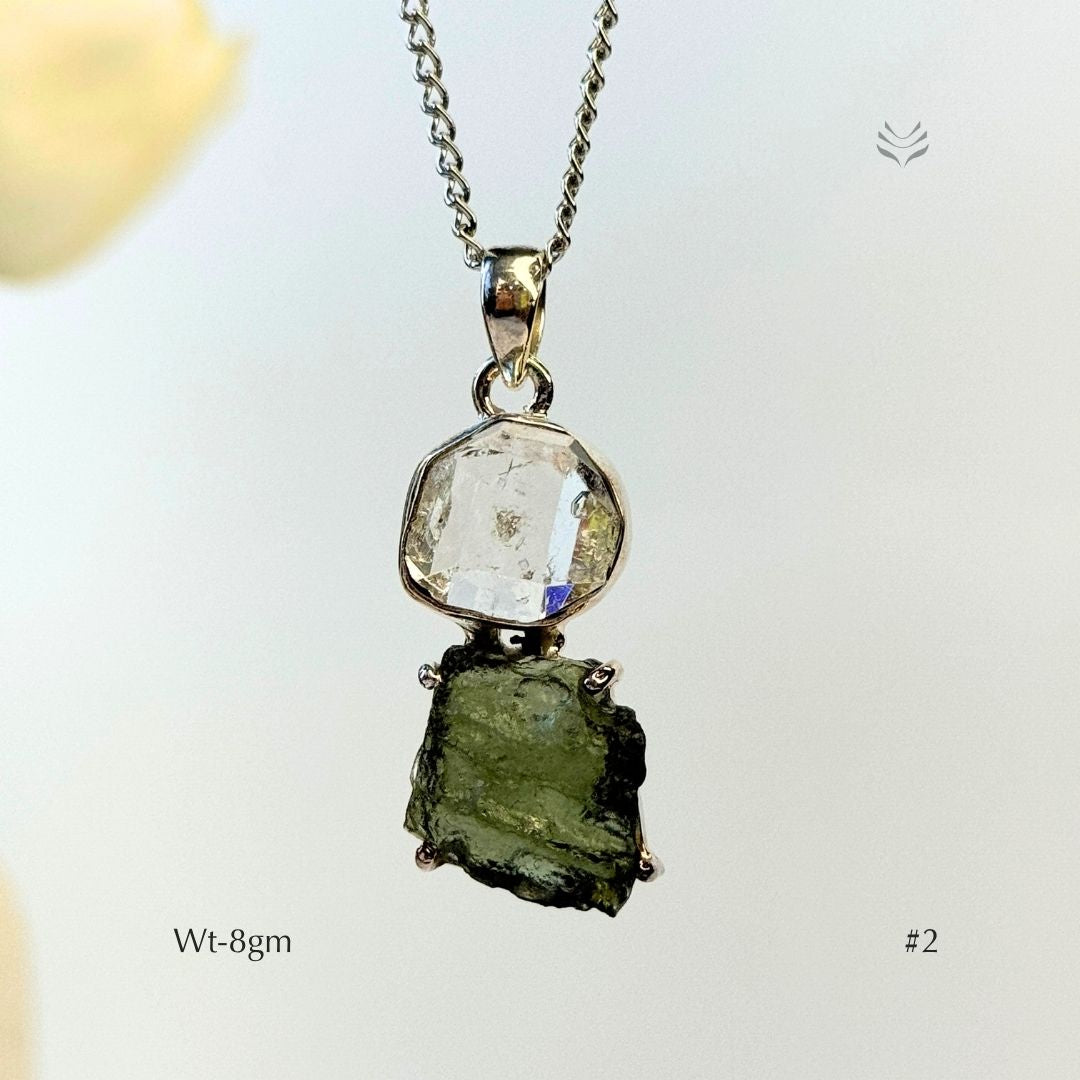 Supreme Power Moldavite with Herkimer Diamond #2