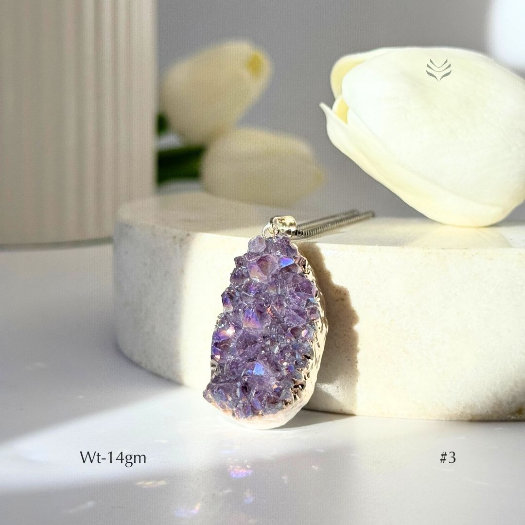 Amethyst Cluster Aura Treated Pendant