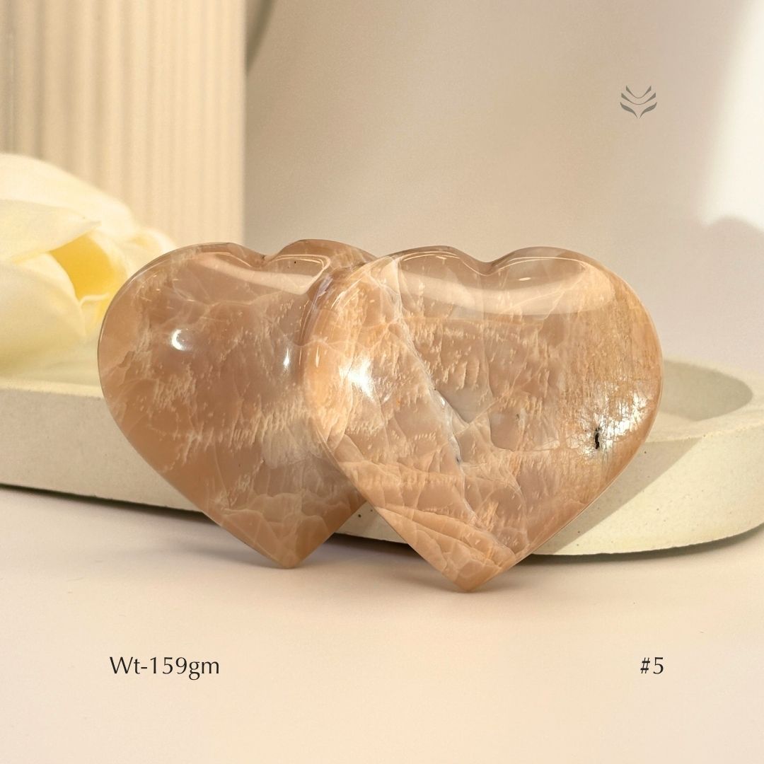 Bonding Peach Moonstone Double Heart