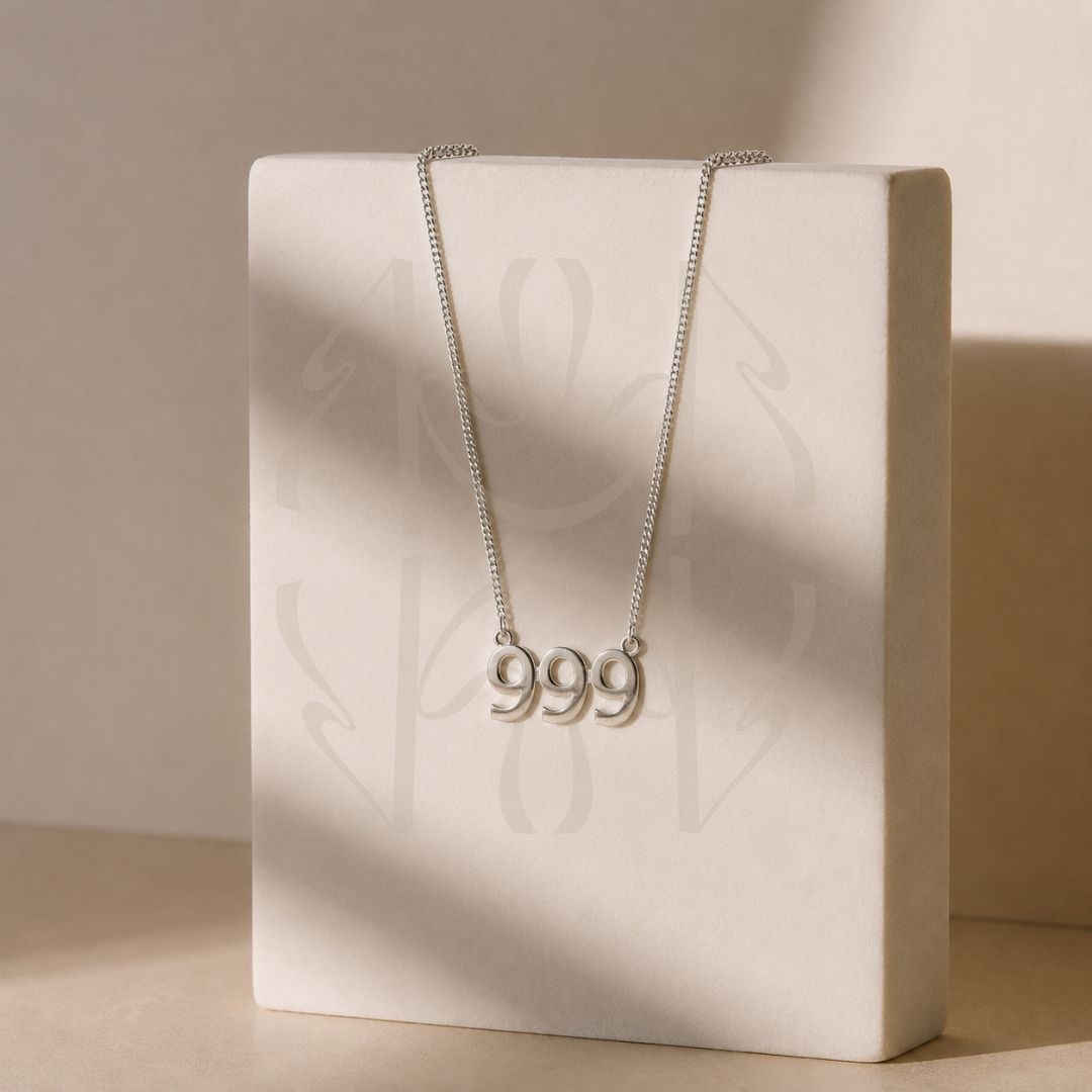 999 Silver Angel Number Pendant Pendant