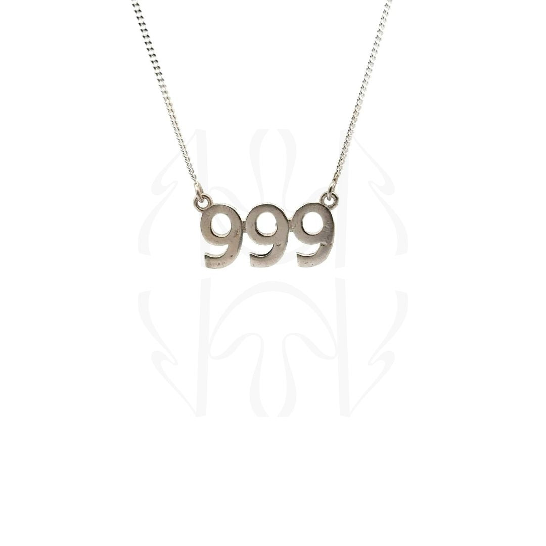 999 Silver Angel Number Pendant Pendant