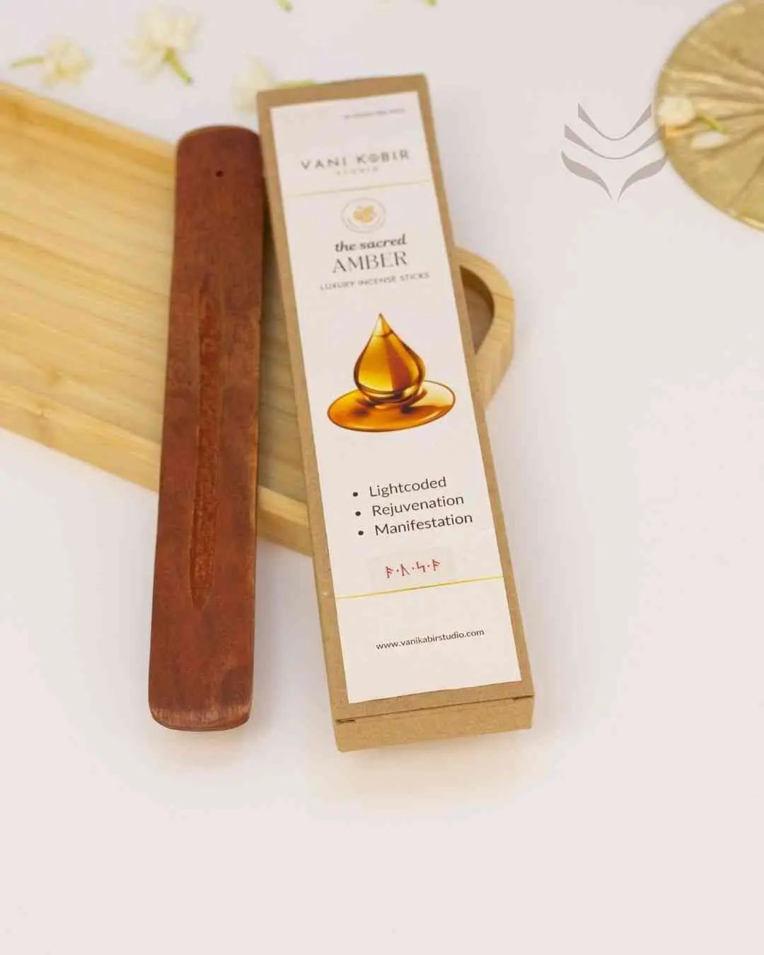 Amber Luxury Incense Sticks with wooden holder
