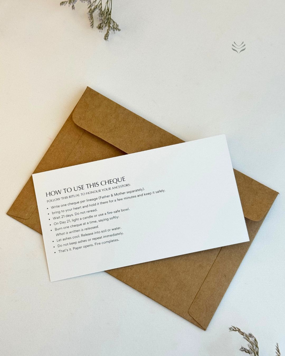 'I Honour My Ancestor' Cheque