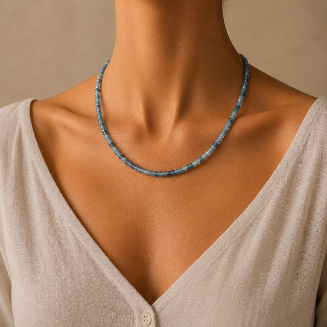 Aquamarine Silver Gem Cut Torana