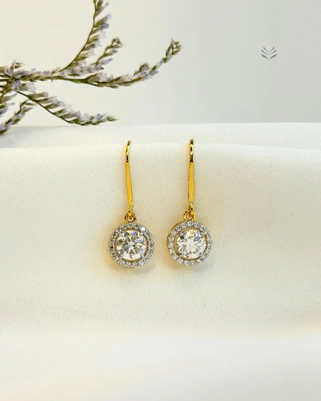 Athena Multi-moissanite Round Silver Gold-plated Loop Earrings