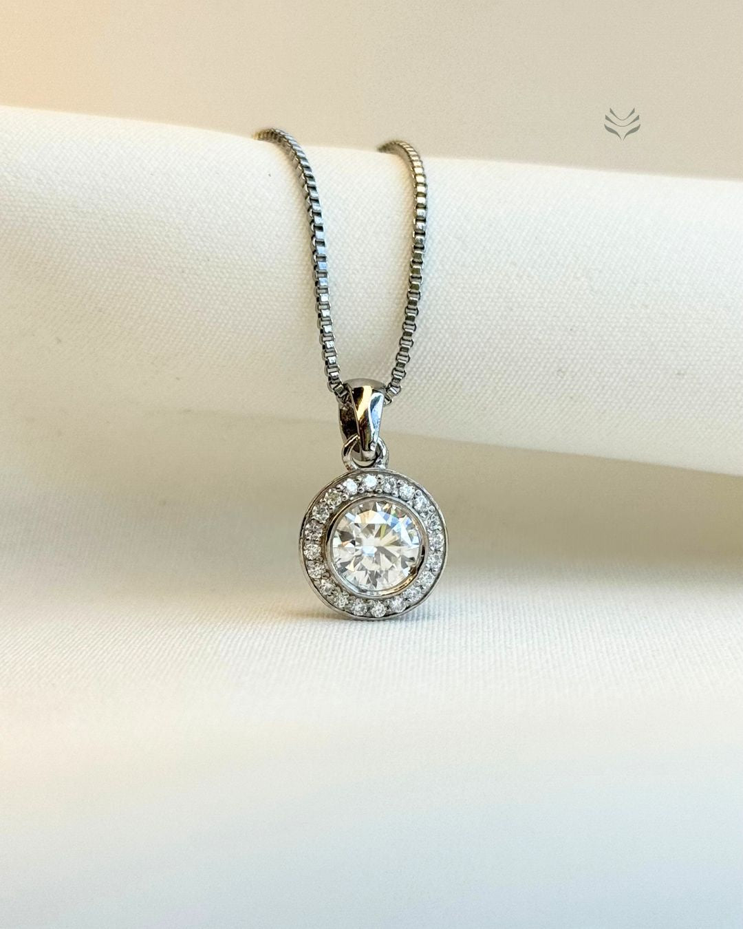 Athena Multi-moissanite Round Silver Pendant