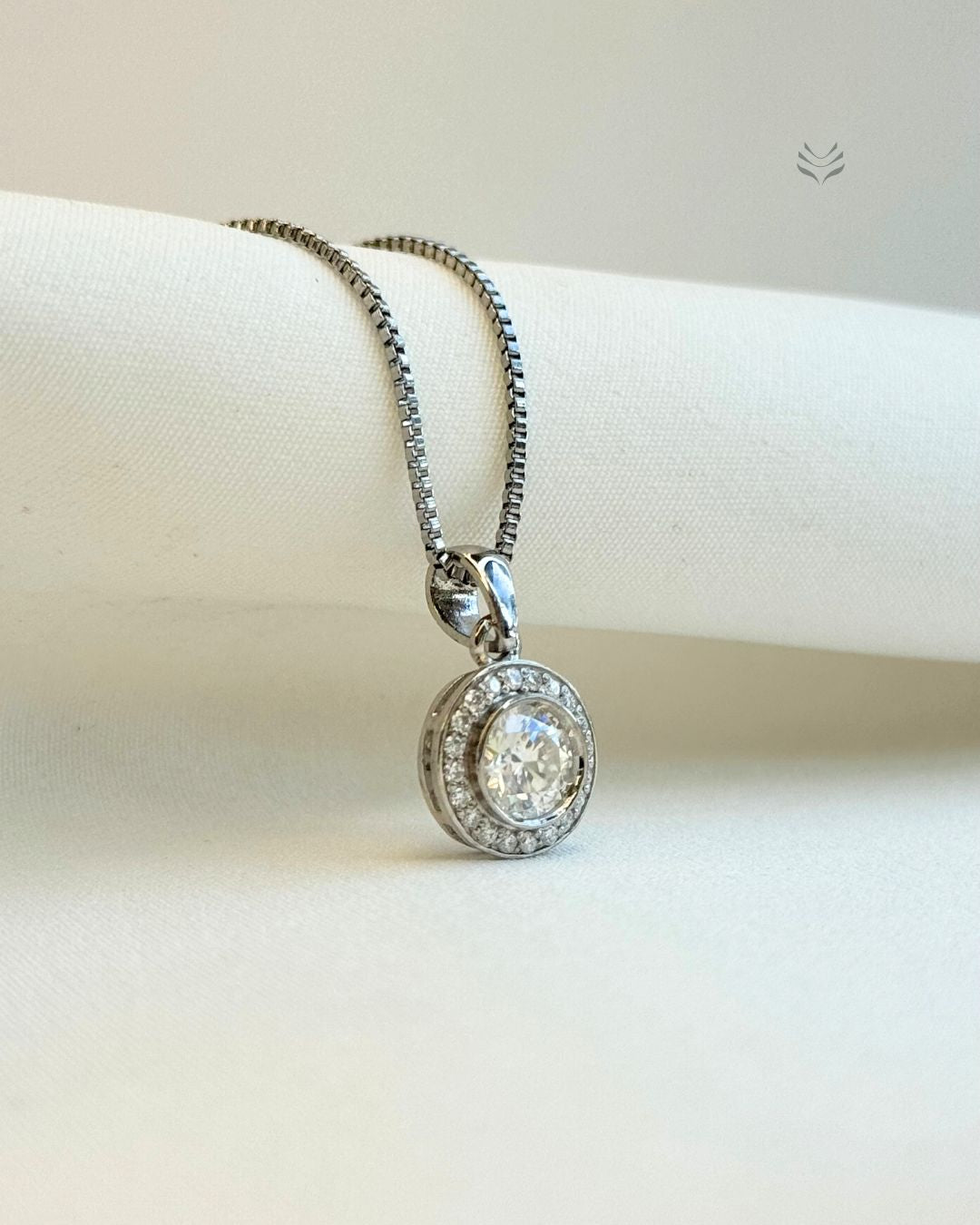 Athena Multi-moissanite Round Silver Pendant