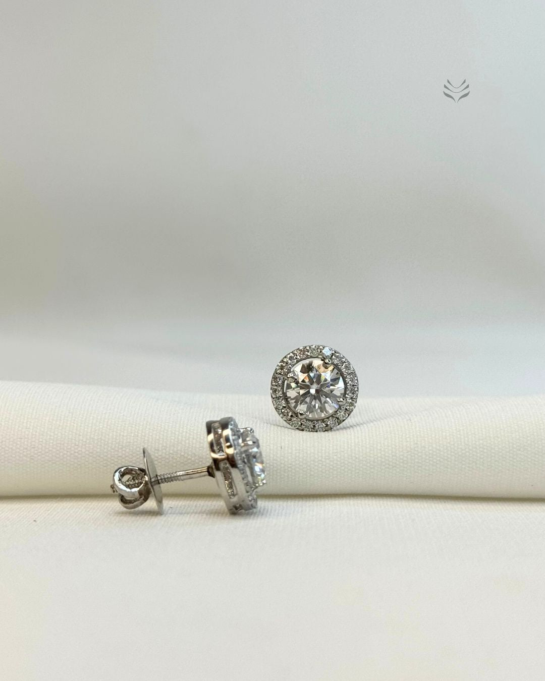 Athena Multi-moissanite Round Silver Screw Back Earrings