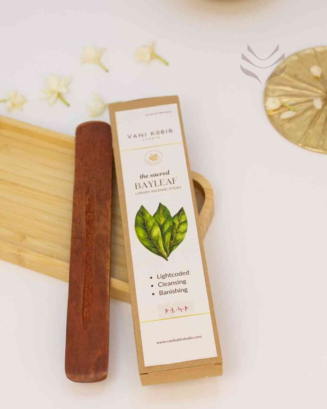 Bay Leaf Luxury Incense Sticks with wooden holder
