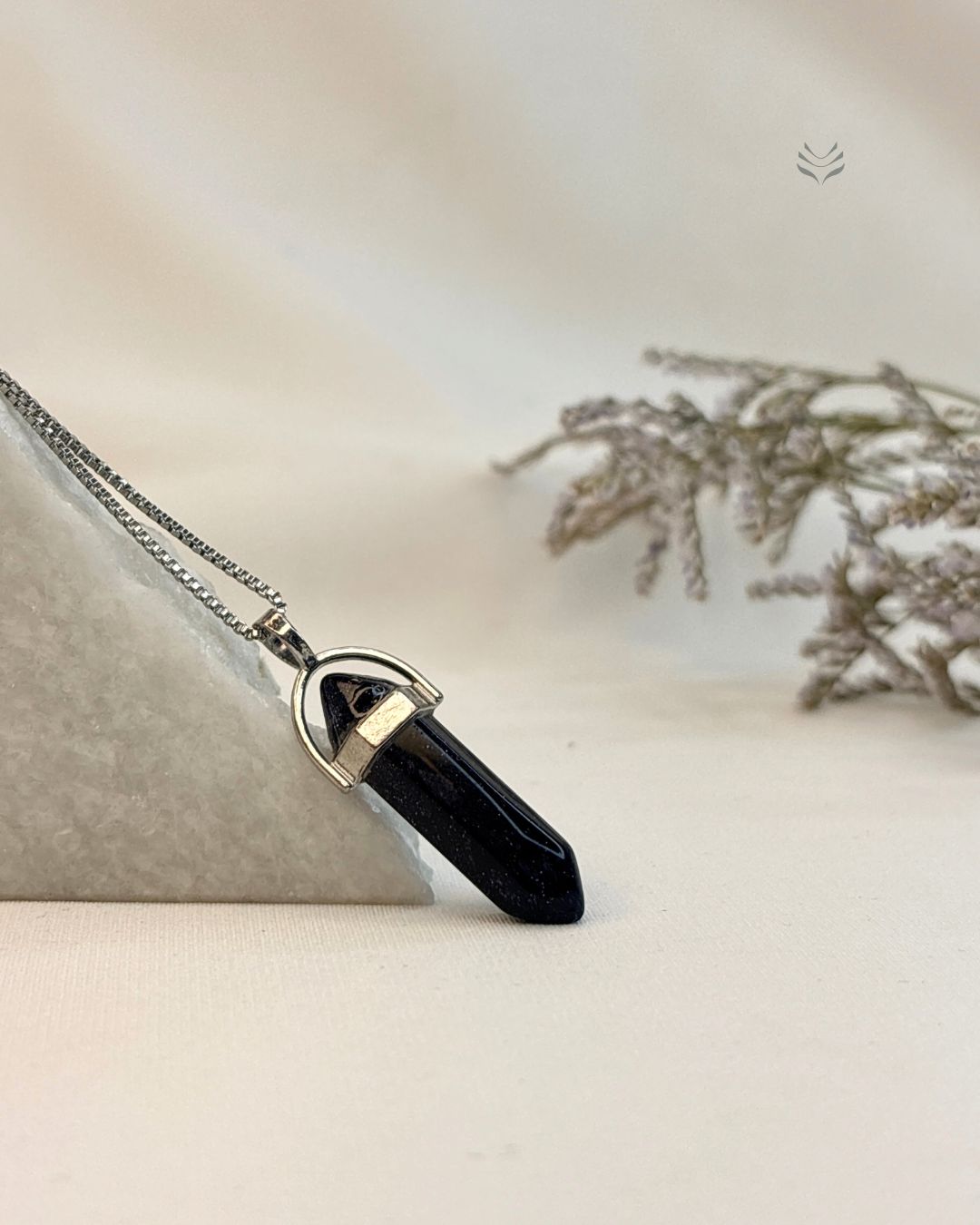Blue Gold Stone: Double Terminated Pendant