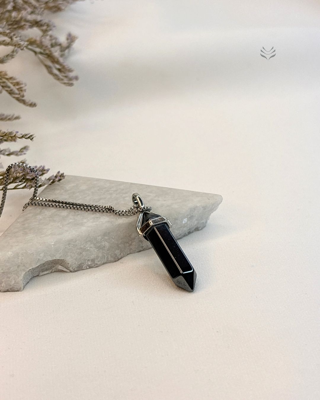 Blue Gold Stone: Double Terminated Pendant