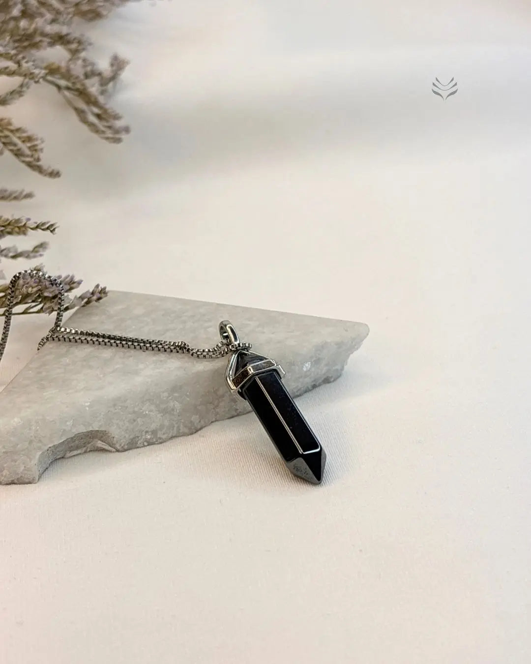 Blue Gold Stone: Double Terminated Pendant