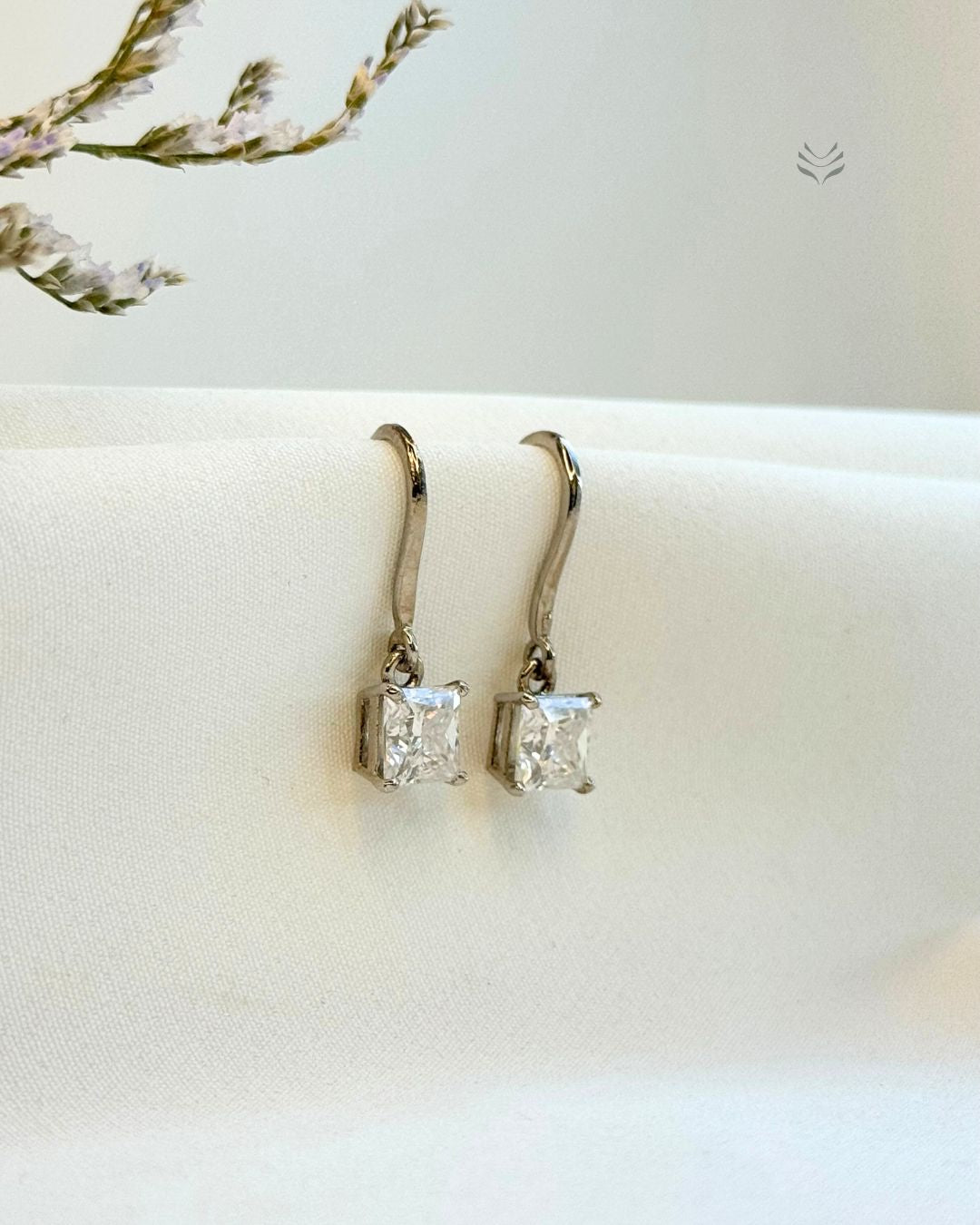 Freya Square Silver Loop Earrings