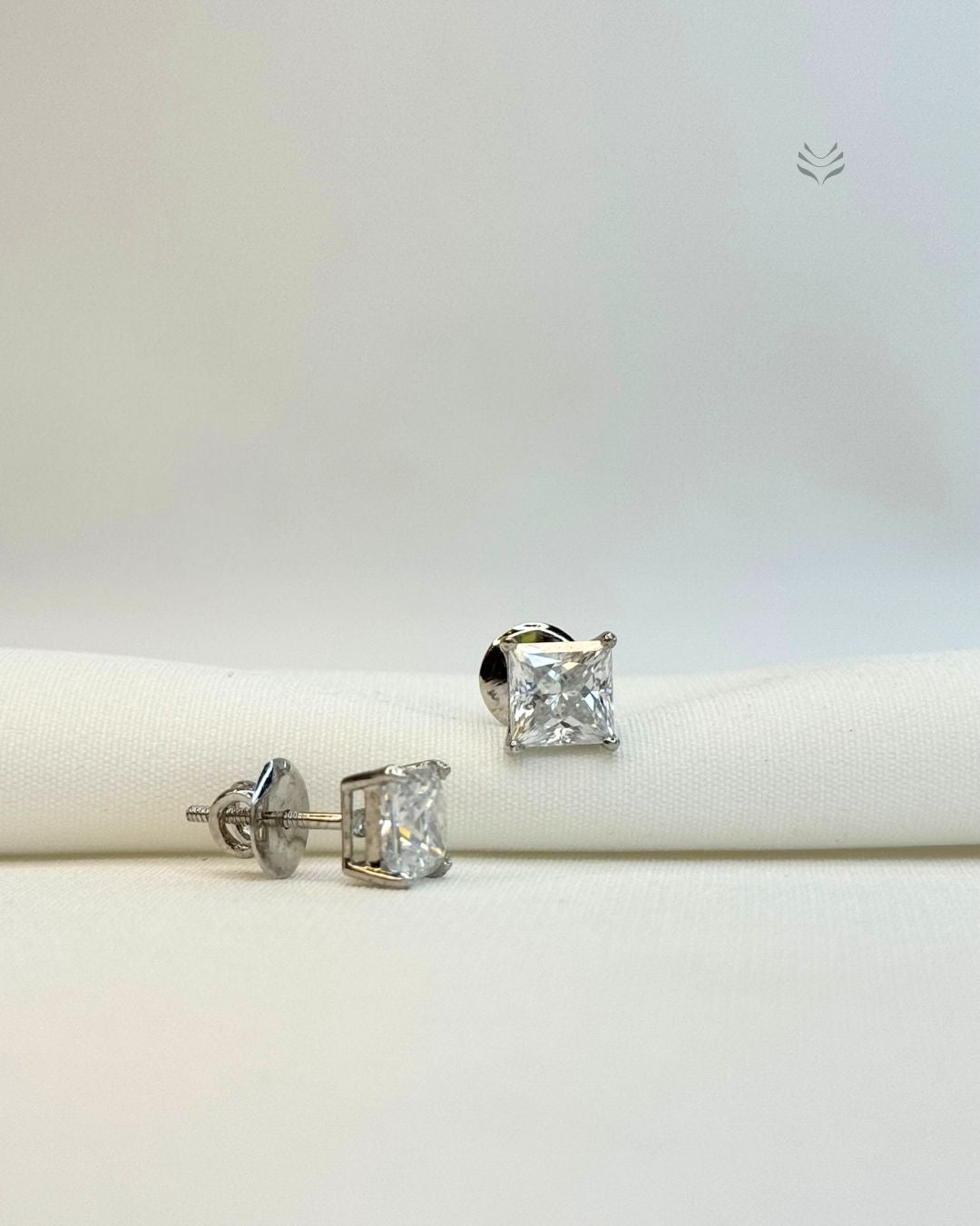 Freya Square Silver Screw Back Earrings