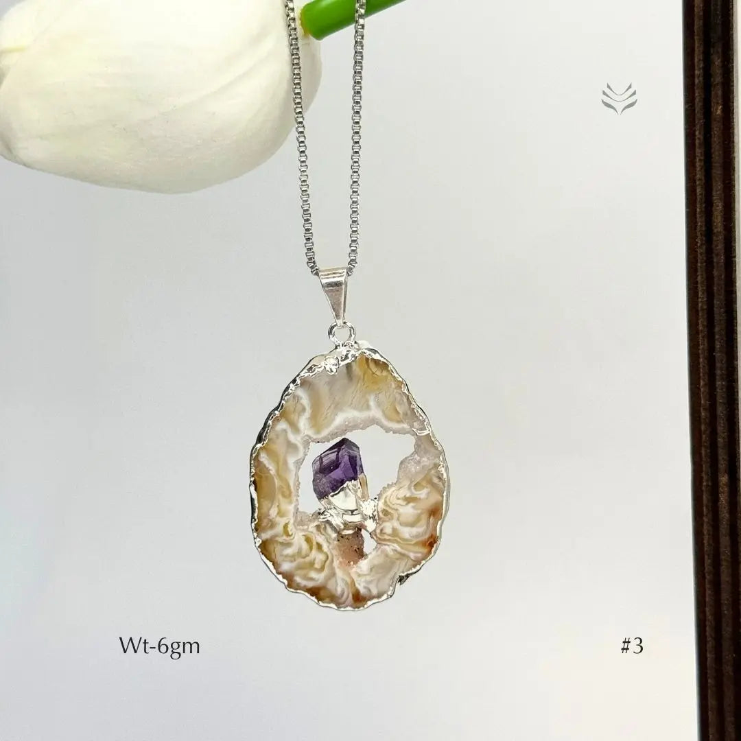 Geode With Pinned Amethyst Pendant Jewellery