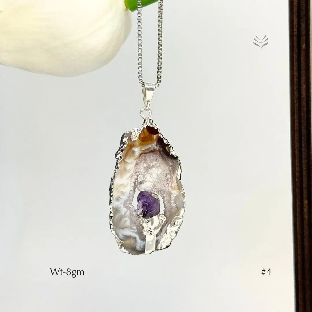 Geode With Pinned Amethyst Pendant Jewellery