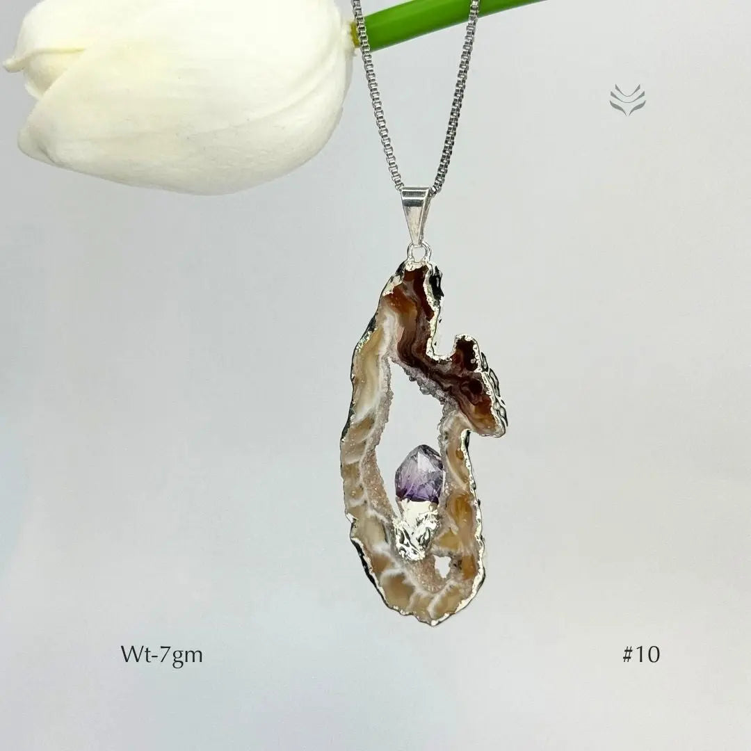 Geode With Pinned Amethyst Pendant Jewellery