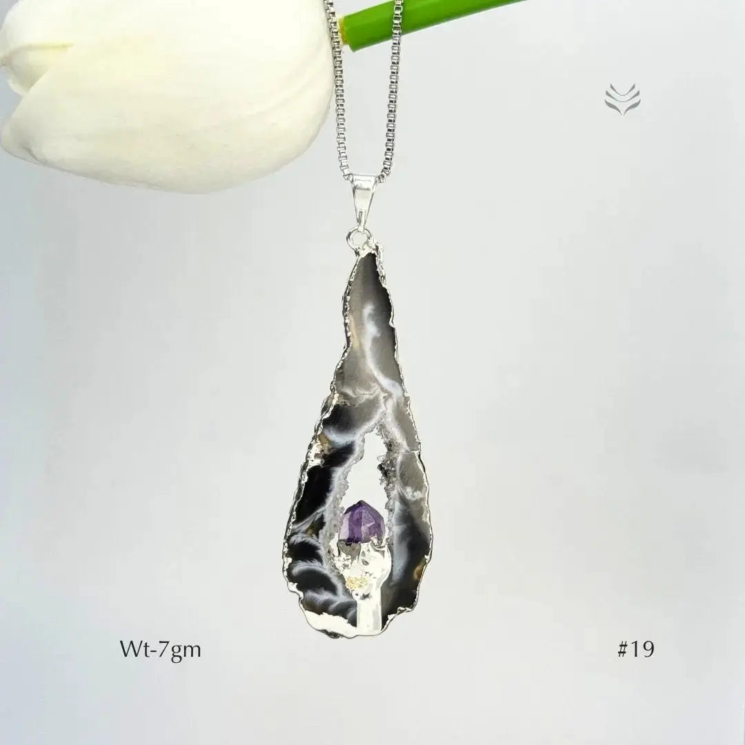 Geode With Pinned Amethyst Pendant Jewellery