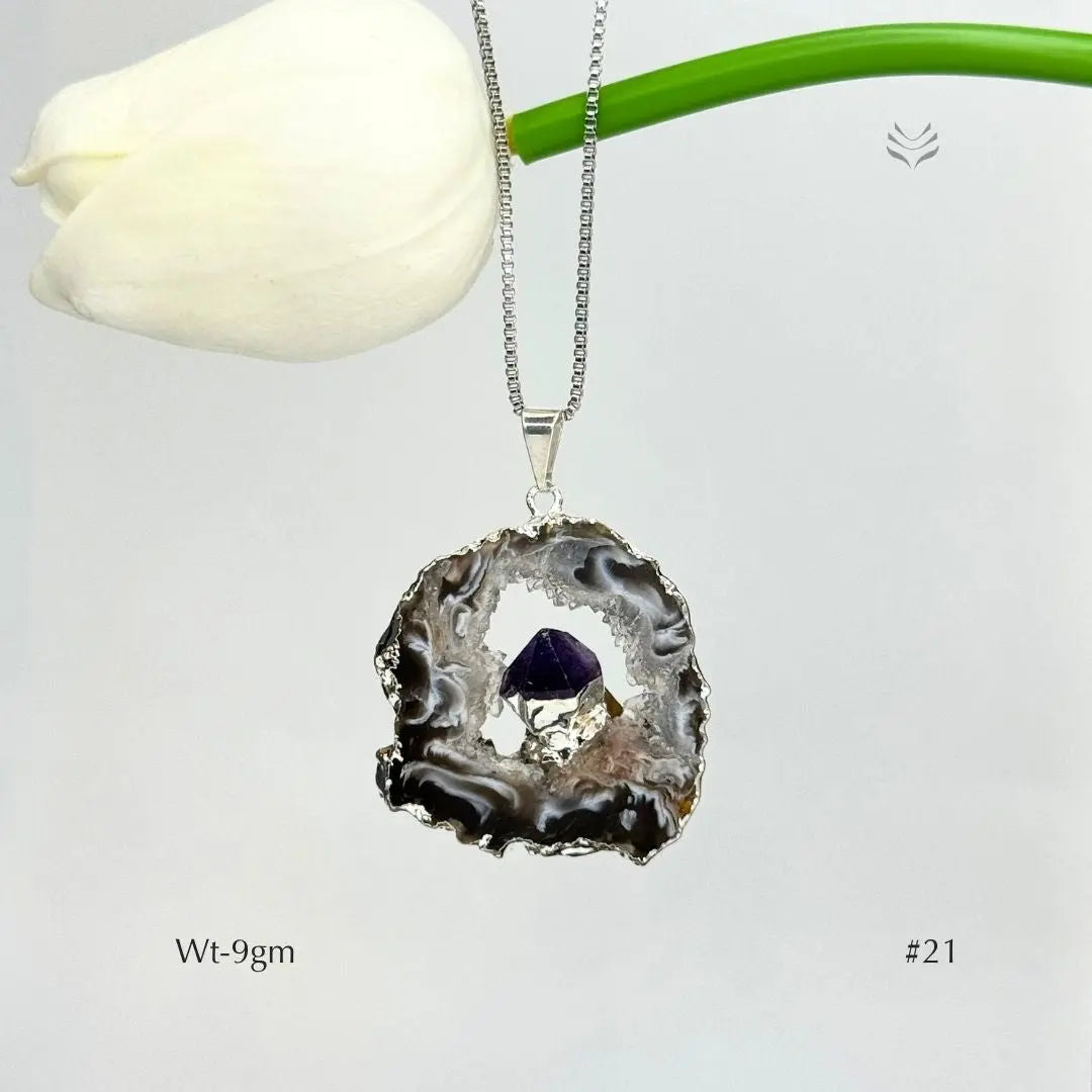 Geode With Pinned Amethyst Pendant Jewellery