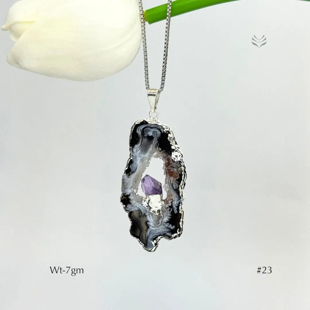 Geode With Pinned Amethyst Pendant Jewellery