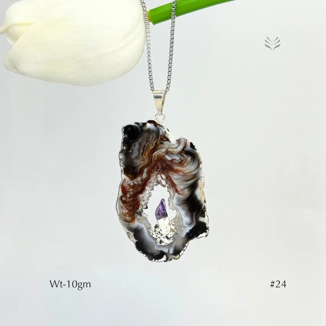 Geode With Pinned Amethyst Pendant Jewellery