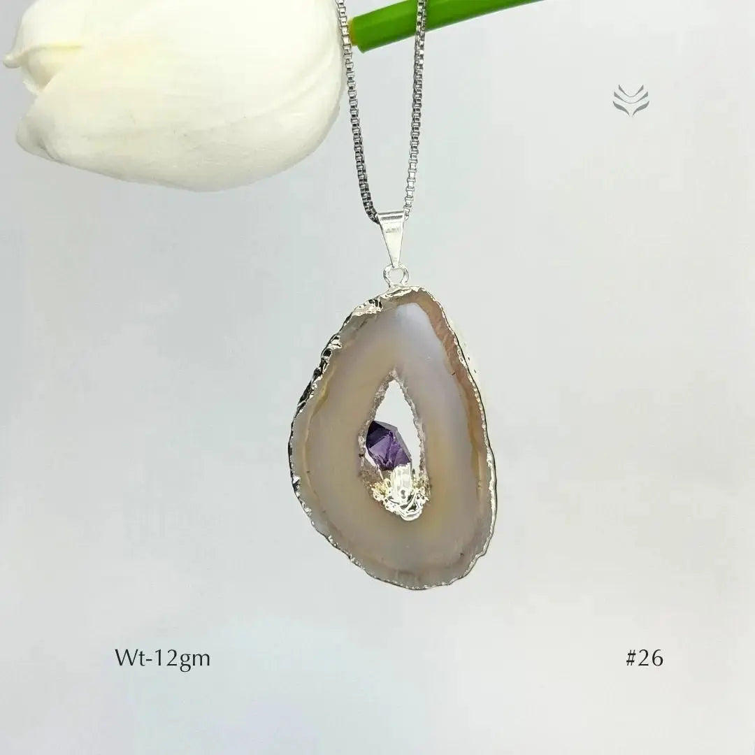 Geode With Pinned Amethyst Pendant Jewellery
