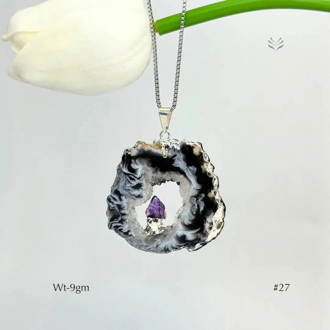 Geode With Pinned Amethyst Pendant Jewellery