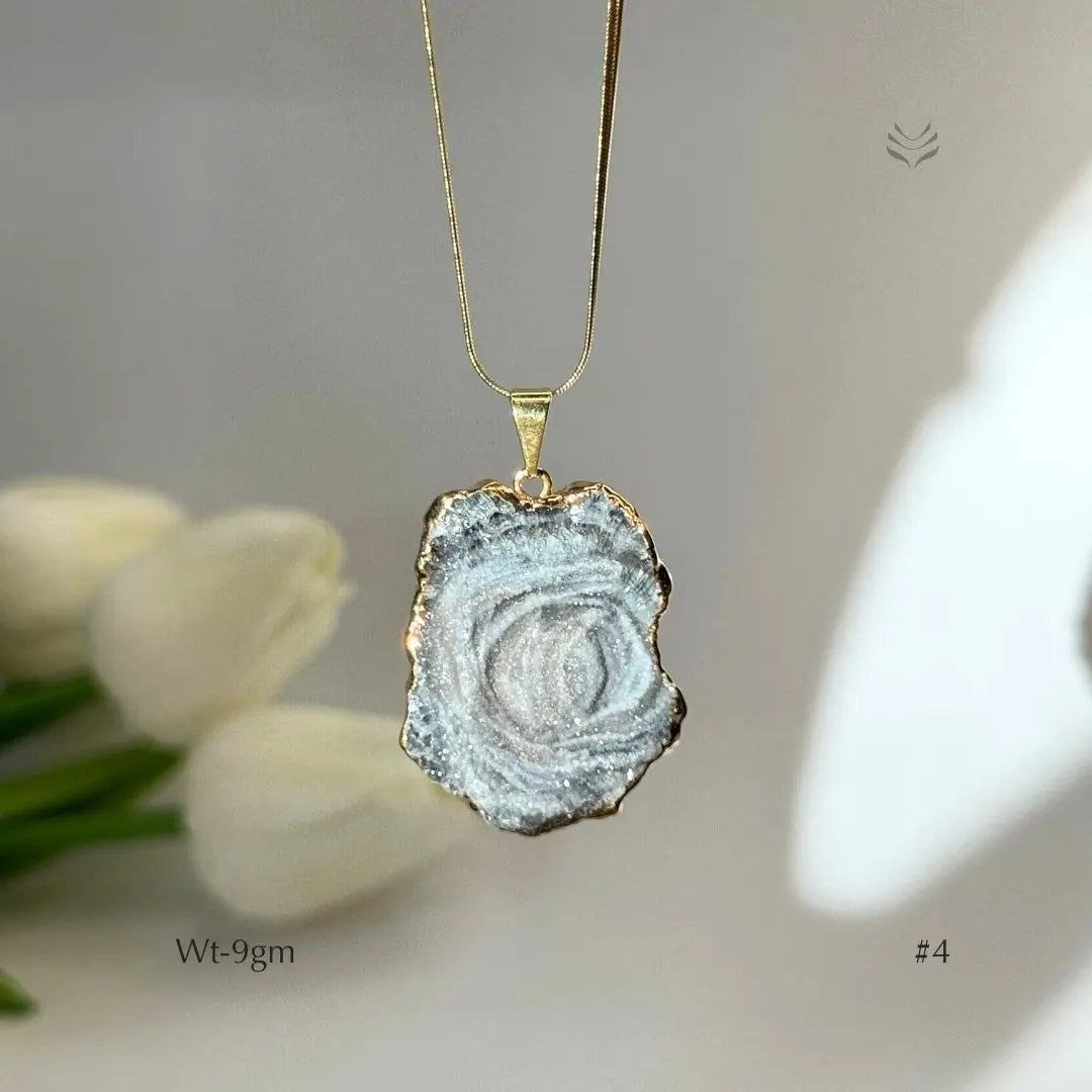 Half Geode Pendant Gold Plated Jewellery