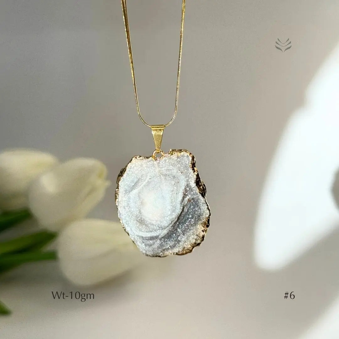 Half Geode Pendant Gold Plated Jewellery
