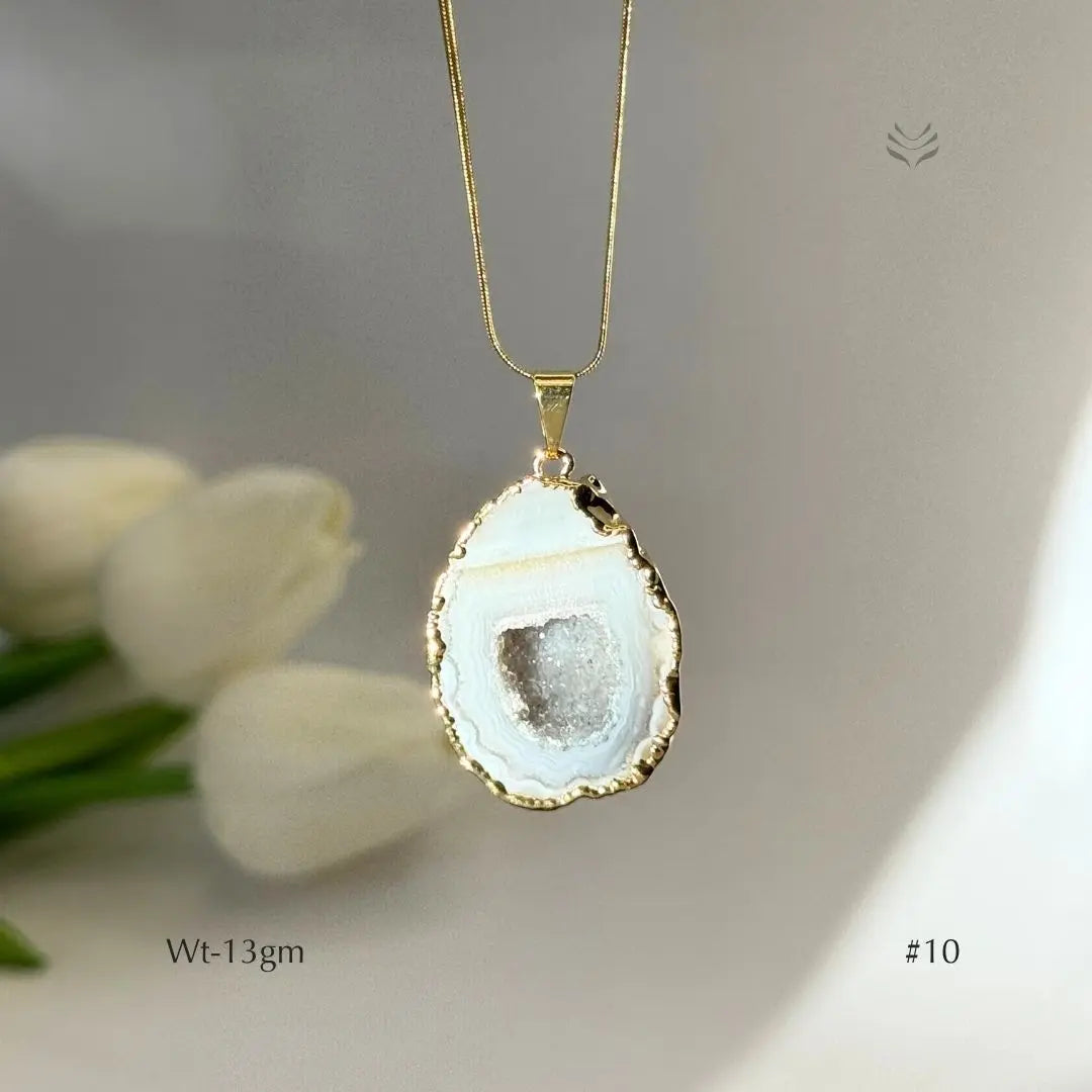 Half Geode Pendant Gold Plated Jewellery