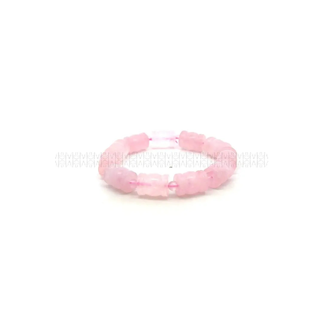 He Stays Madagascar Rose Quartz Barrel Cut Bracelet