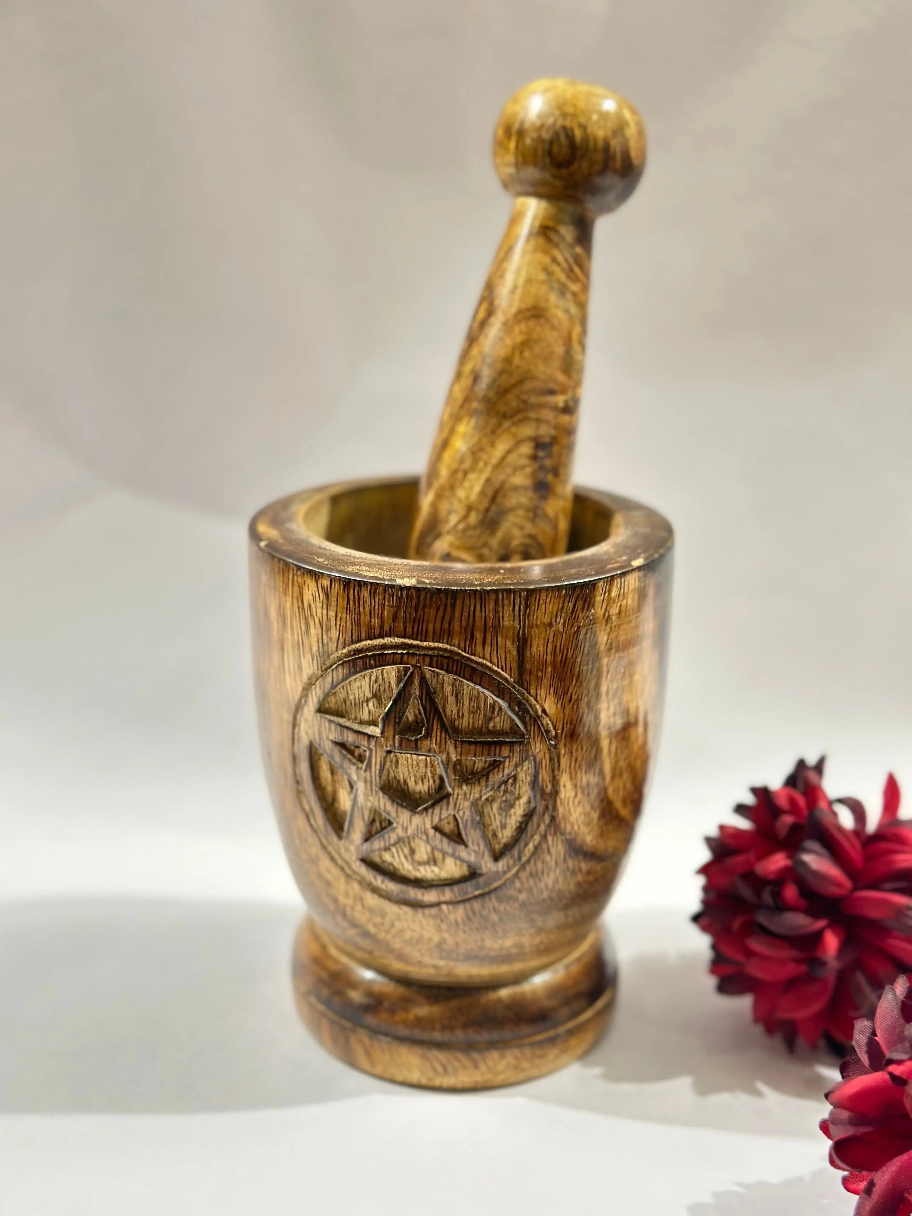 Pentacle - Wooden Mortar With Pestle