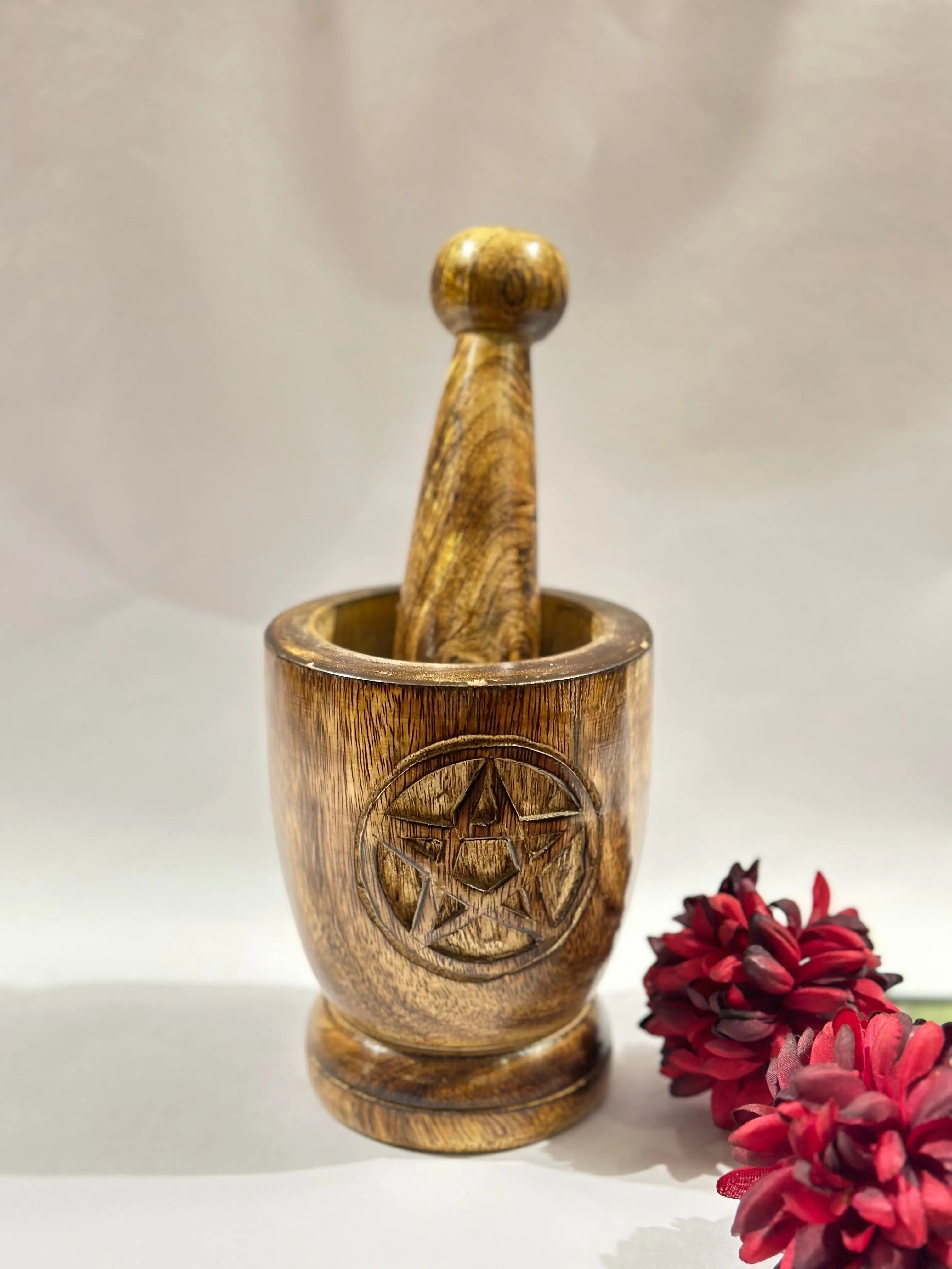 Pentacle - Wooden Mortar With Pestle