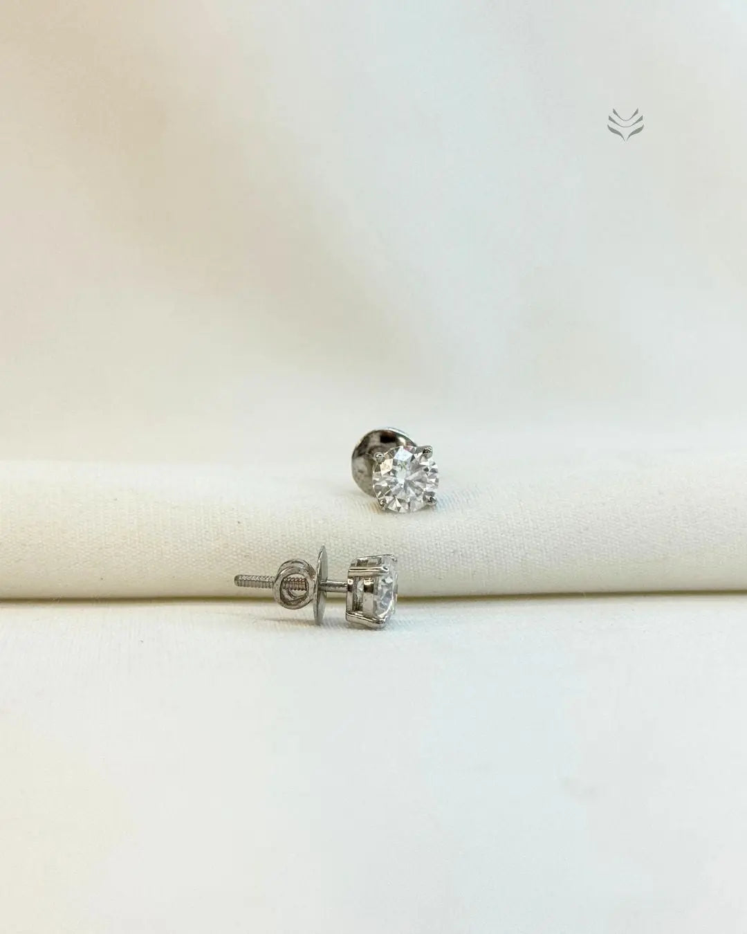 Iris Round Silver Screw Back Earrings