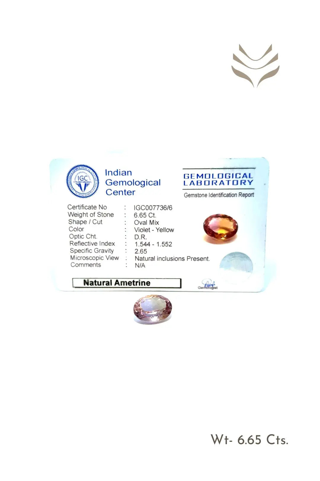 Light-Coded Ametrine - 6.65 Ct