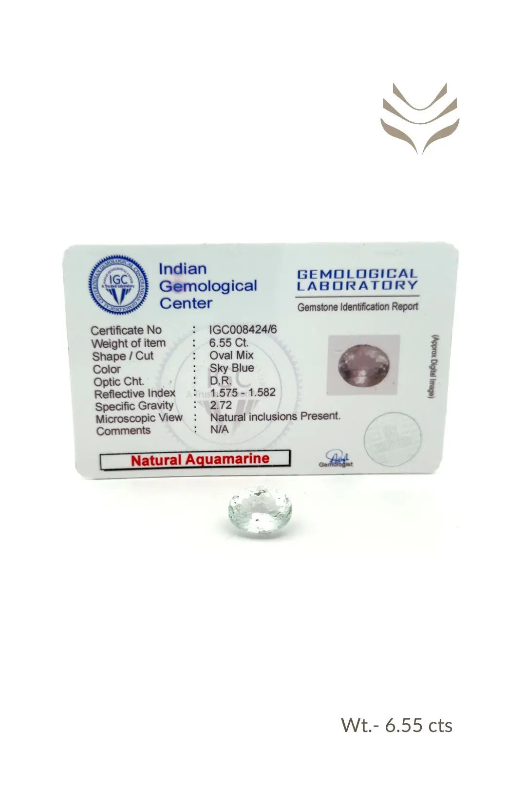 Light-Coded Aquamarine - 6.55 Ct