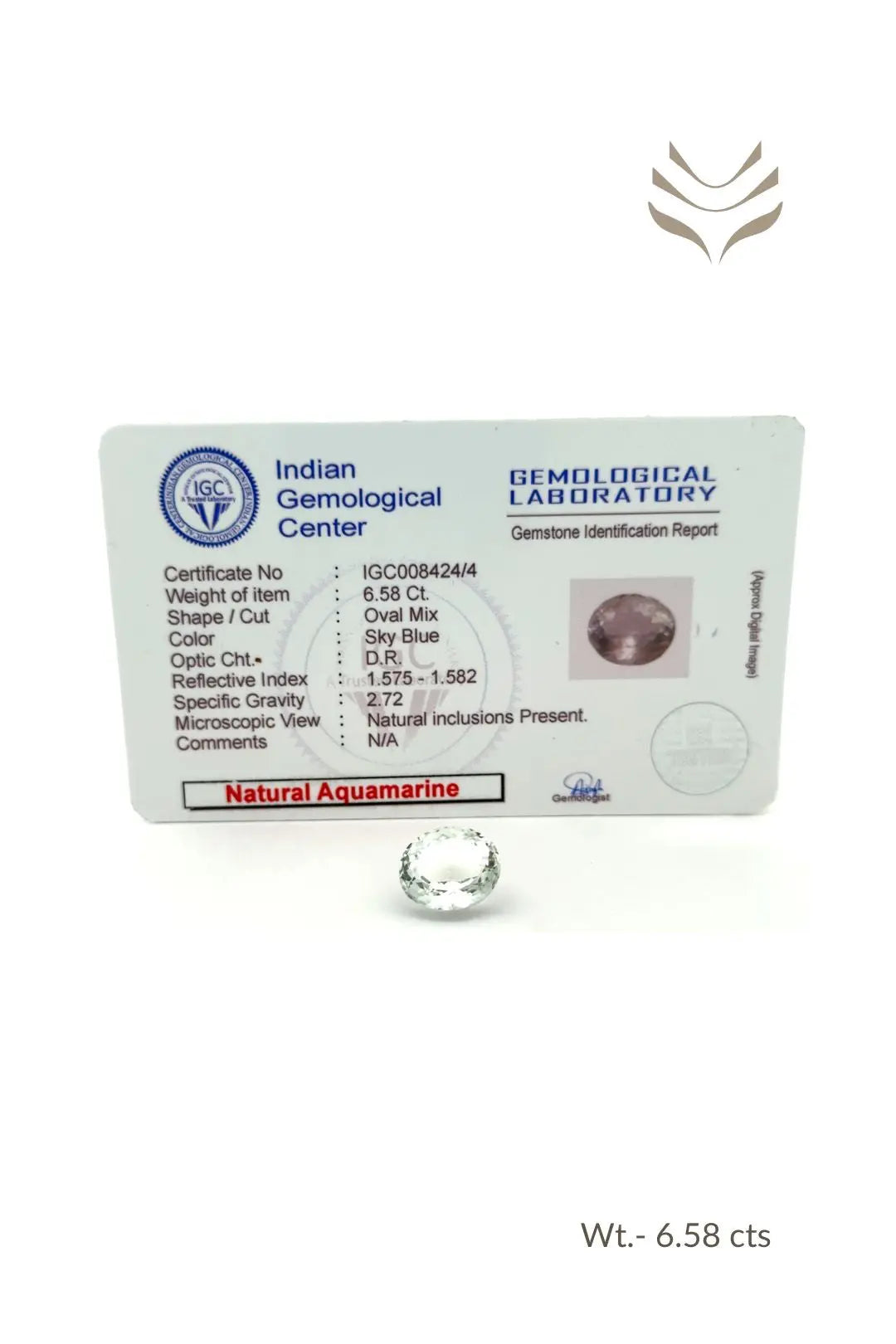 Light-Coded Aquamarine - 6.58 Ct