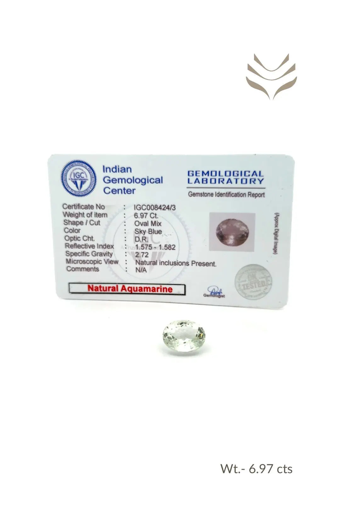 Light-Coded Aquamarine - 6.97 Ct