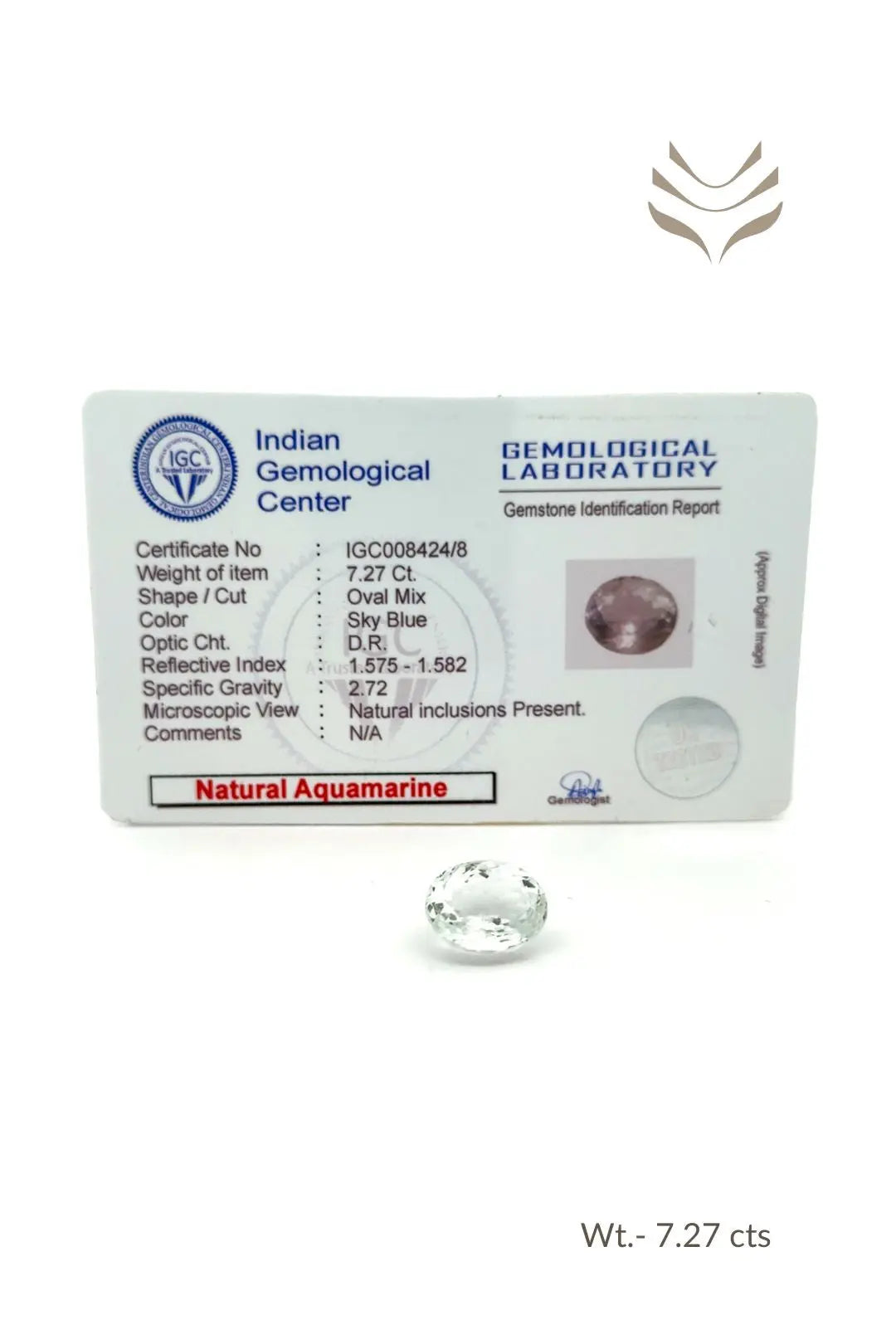 Light-Coded Aquamarine - 7.27 Ct