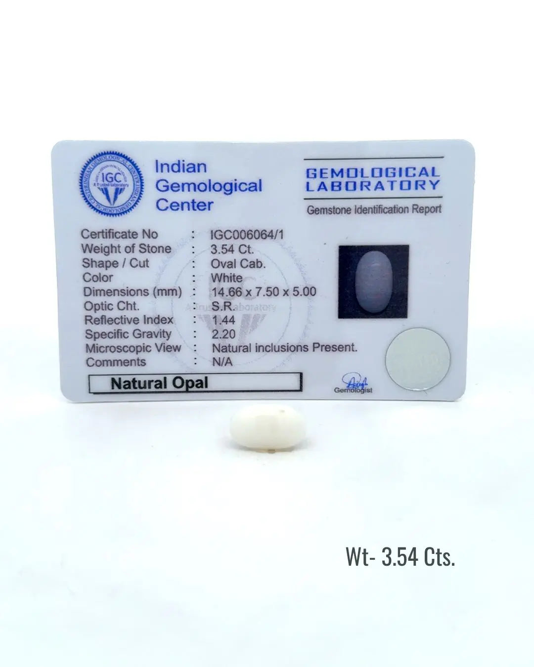 Light-Coded Australian White Opal - 3.54 Ct