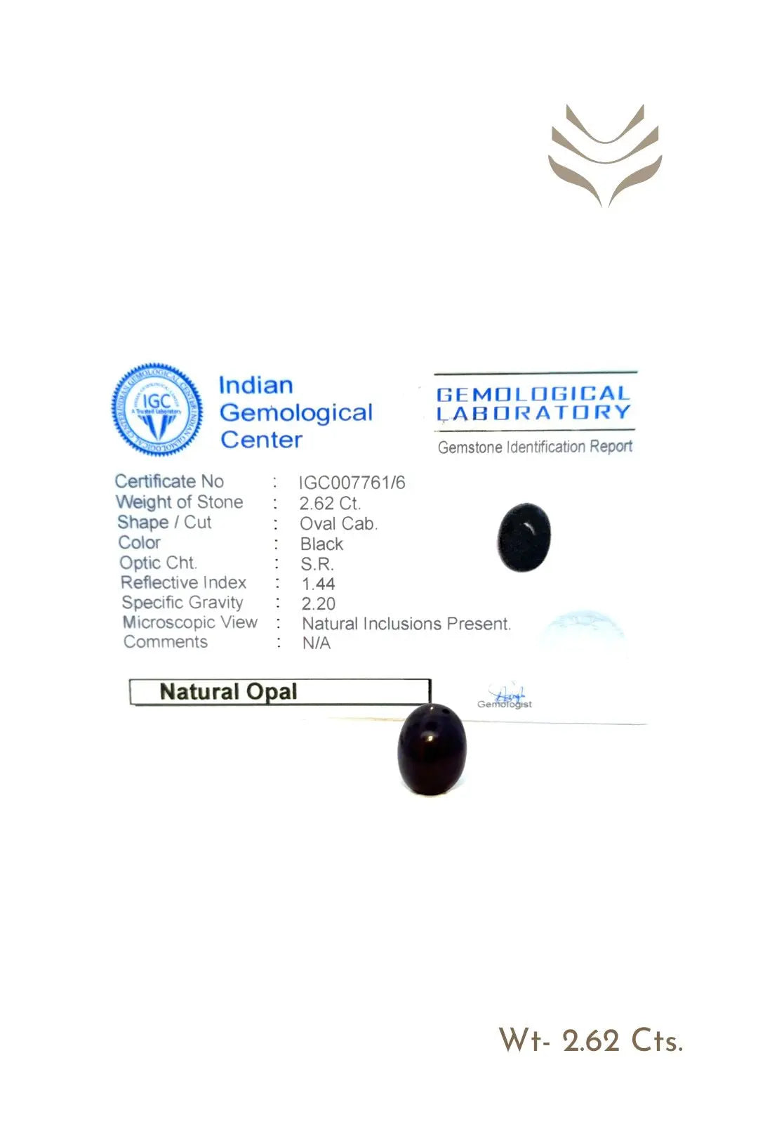 Light-Coded Black Opal - 2.62 Ct