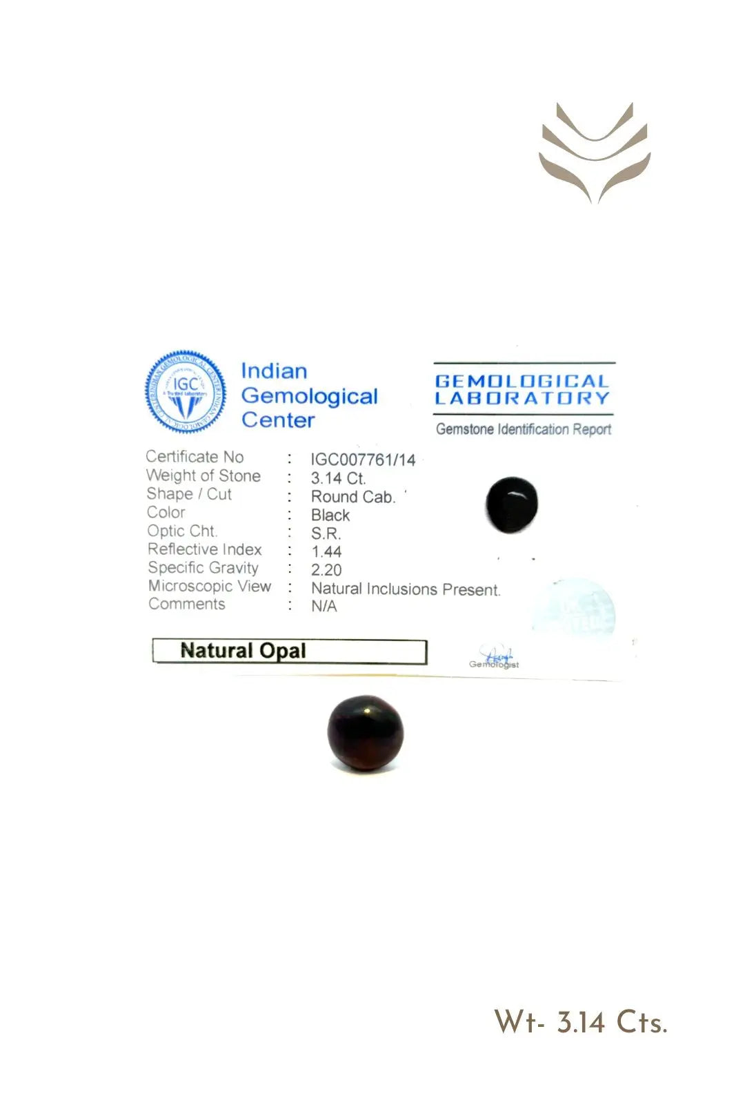 Light-Coded Black Opal - 3.14 Ct