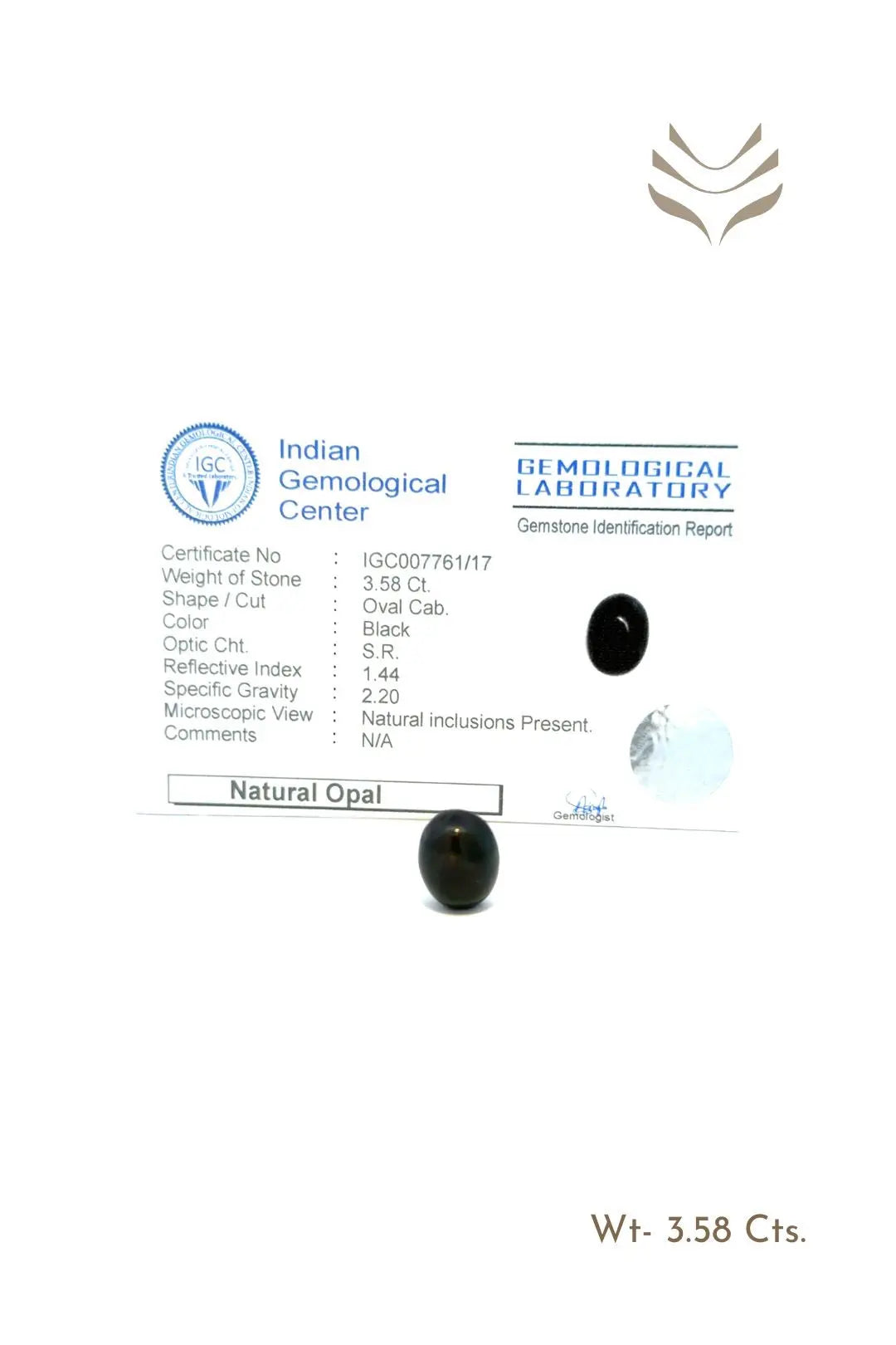 Light-Coded Black Opal - 3.58 Ct