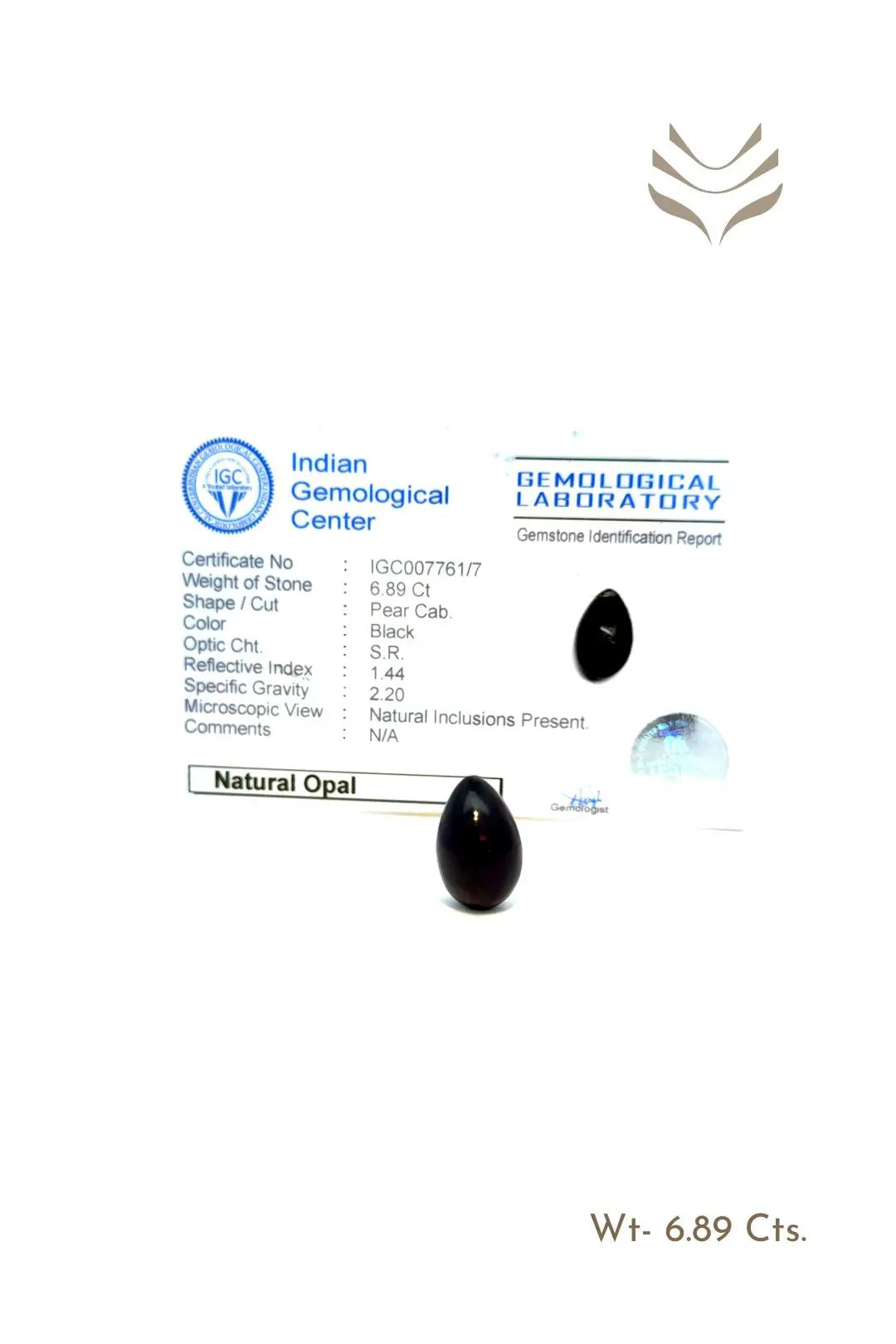 Light-Coded Black Opal - 6.89 Ct