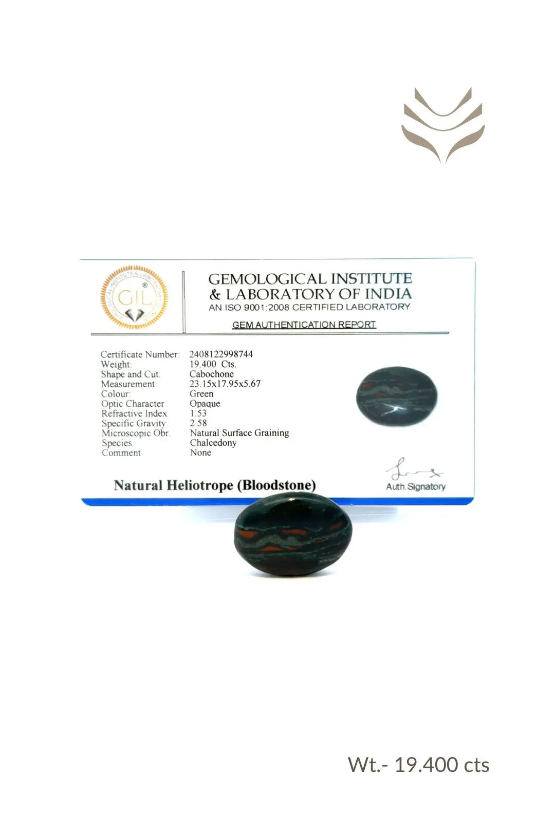 Light-Coded Bloodstone - 19.4 Ct