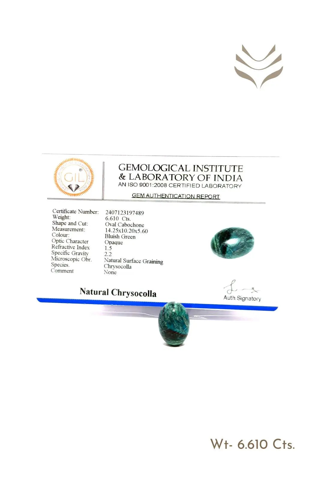 Light-Coded Chrysocolla - 6.61 Ct