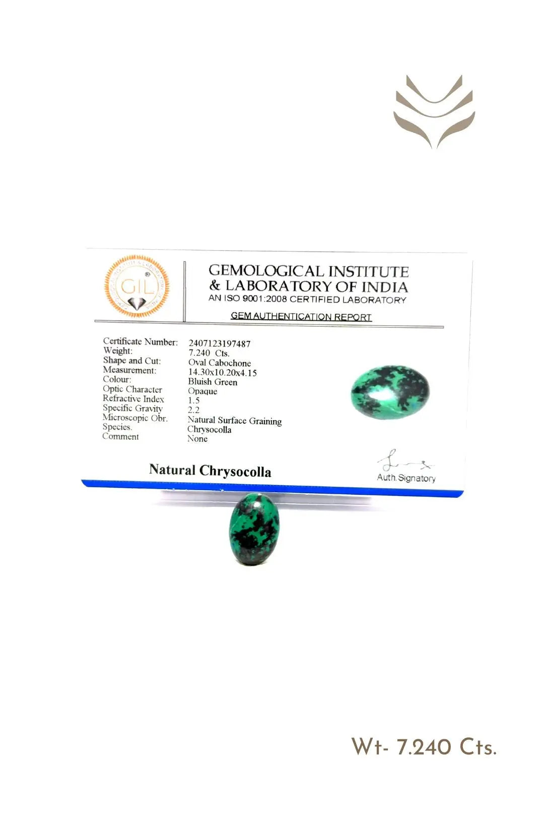 Light-Coded Chrysocolla - 7.24 Ct