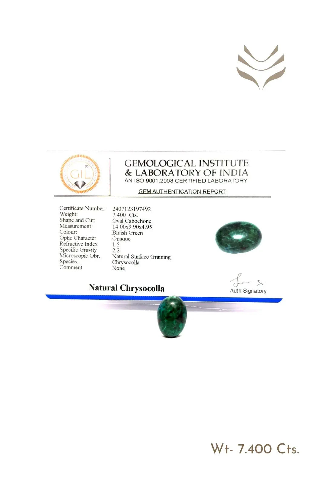 Light-Coded Chrysocolla - 7.40 Ct