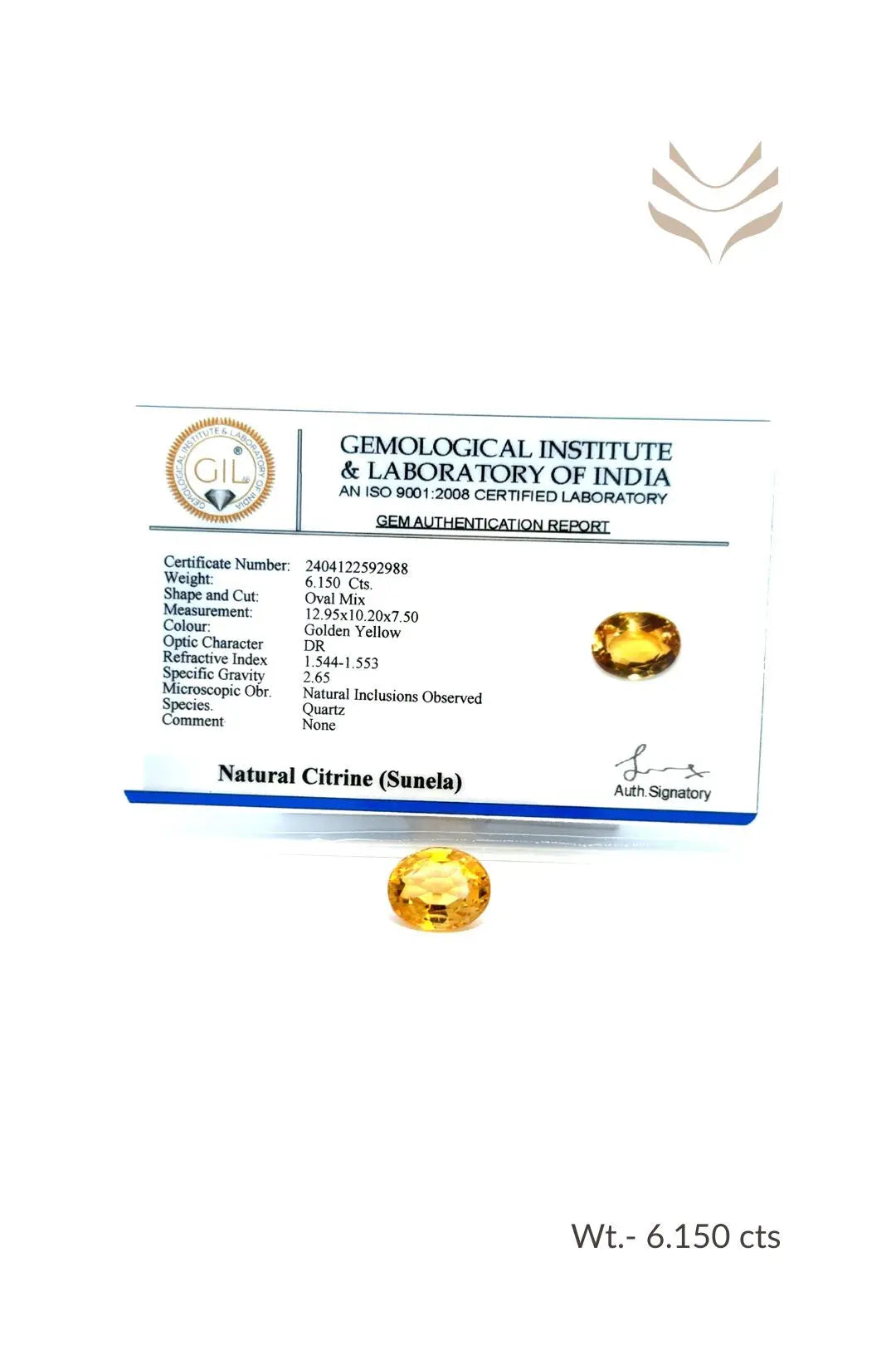 Light-Coded Citrine- 6.15 Ct